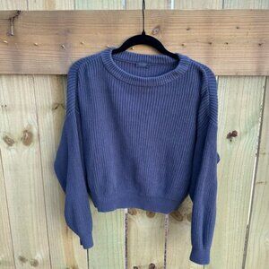 Brandy Melville John Galt Washed Blue Crew Neck Chunky Knit Sweater
